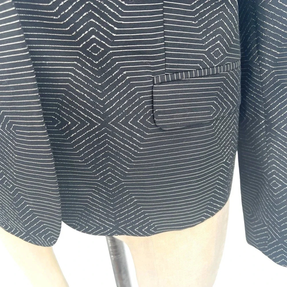 Dries Van Noten Black Geometric Print Woven Blazer Jacket Size 38 US 6 - Picture 5 of 12